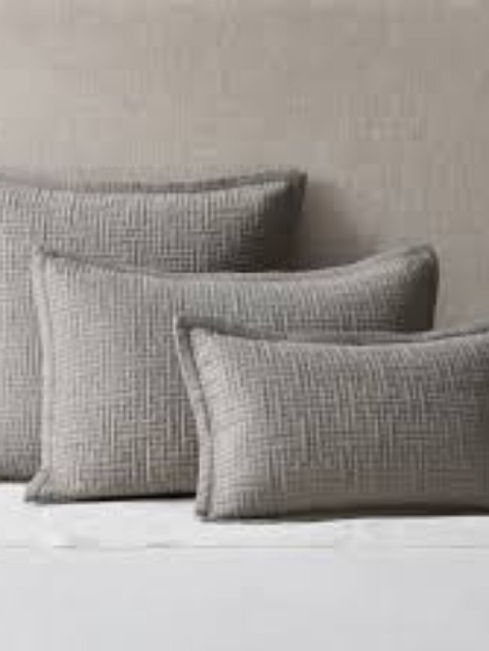 Restoration Hardware Geometric Pick Stitch King Shams | Fog | Set of 2 NEW